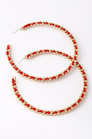 Chain Yarn Wrapped Big Hoop Earring 5EBJ4